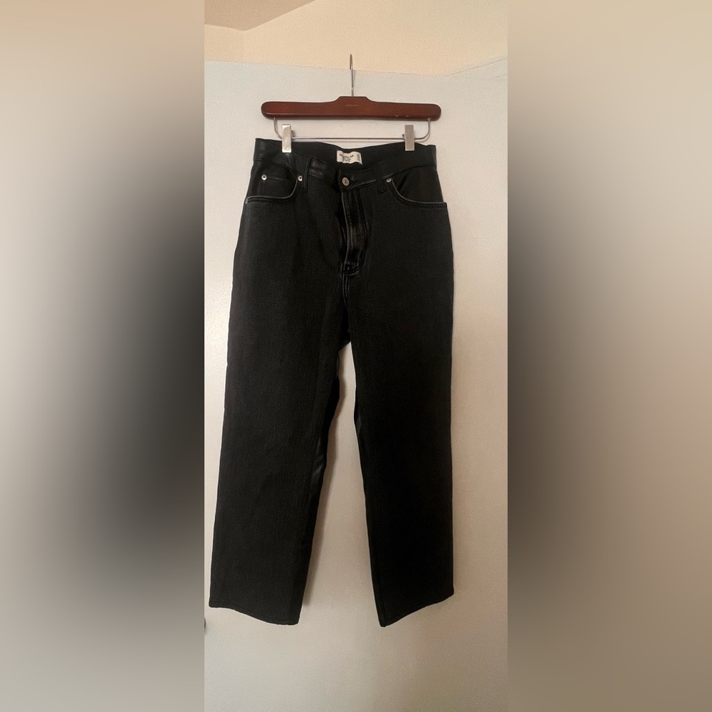 Abercrombie Ultra High Rise Ankle Straight Mixed Media Jeans 31/12S - Picture 2 of 5